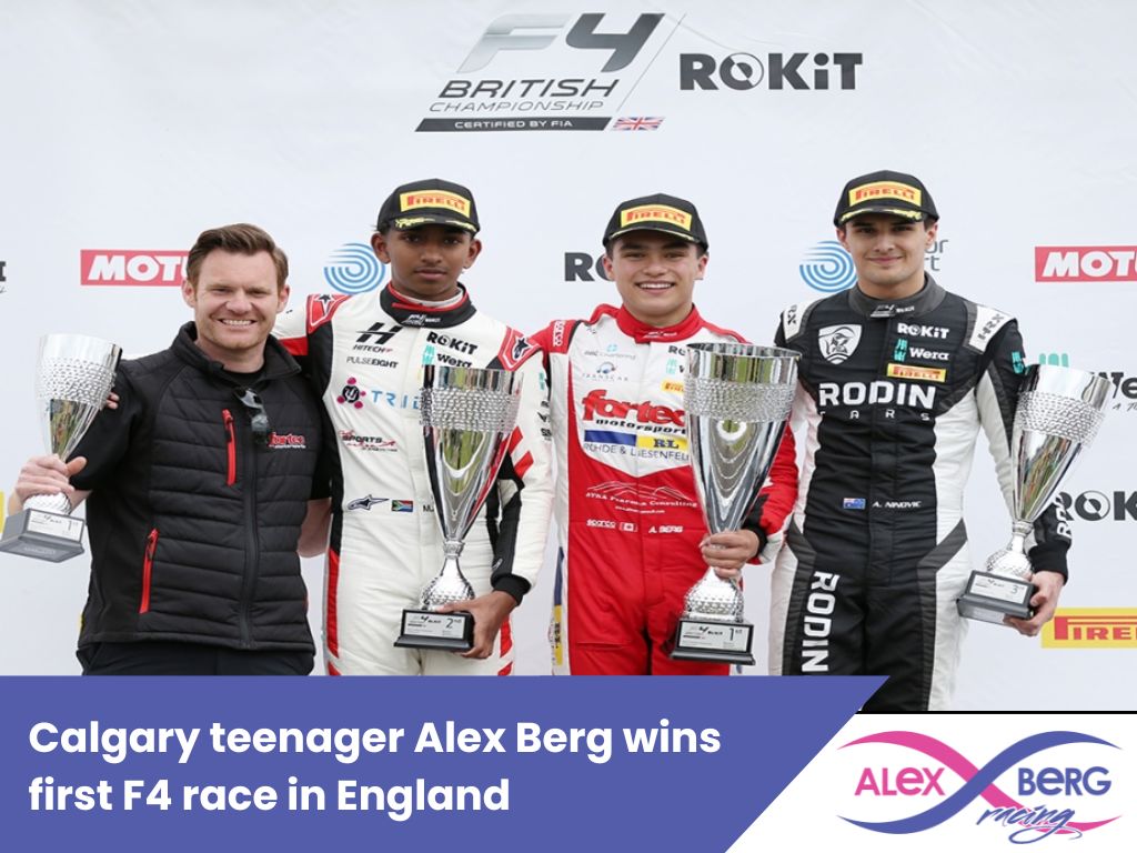 Calgary teenager Alex Berg wins first F4 race in England